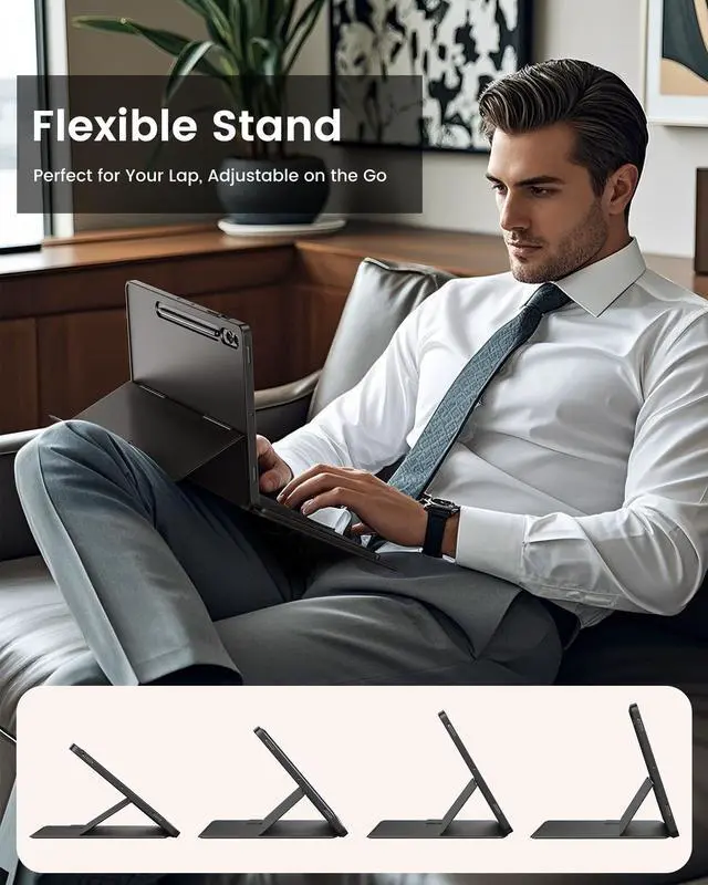 Alt view image 5 of 5 - INFILAND Keyboard Case for Samsung Galaxy Tab S10 Plus/S9 Plus /S9 FE+ (12.4 inch) with 7-Color Backlight & High Precision Trackpad, Slim and Portable Detachable Folder Style Keyboard Case,Black