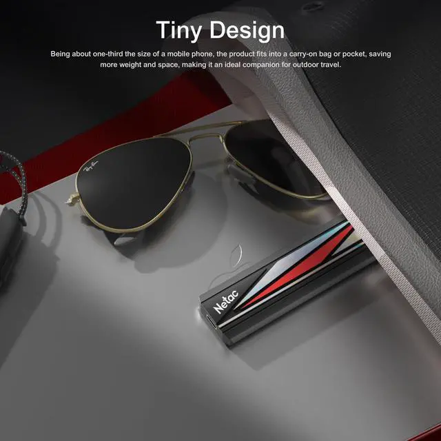 Alt view image 4 of 5 - Netac 2TB Extreme Portable SSD External Solid State Drives Up to 2000MB/s Read 1700MB/s Write Speed, USB 3.2 Gen.2 Business Travel Essential Supports Win to Go, ZX20L