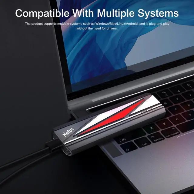 Alt view image 5 of 5 - Netac 2TB Extreme Portable SSD External Solid State Drives Up to 2000MB/s Read 1700MB/s Write Speed, USB 3.2 Gen.2 Business Travel Essential Supports Win to Go, ZX20L