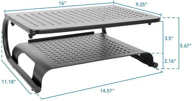 Alt view image 4 of 5 - Mount-It! 2 Tier Desk Organizer Riser | Computer Monitor Stand with Keyboard Storage Shelf for Desktops, Laptops, Printers, Home Office Space Saver (2 Shelves)