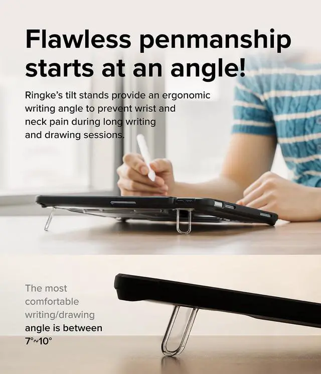 Alt view image 5 of 5 - Ringke Fusion Sketch Stand [Case + Stand] Compatible with iPad Air 11 Inch Case (M3 2025 & M2 2024) Writing Drawing Wobble Free Cover Designed for iPad Air 7th, 6th, 5th, 4th Generation - Black