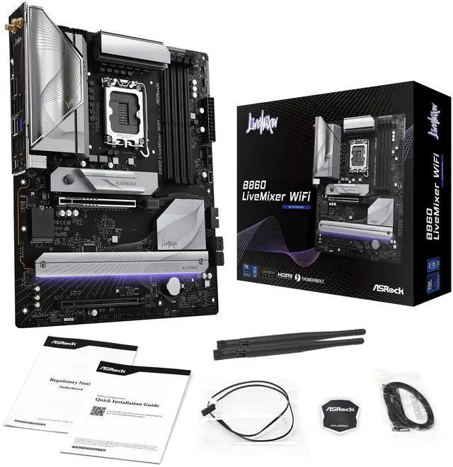 Alt view image 4 of 5 - ASRock B860 Live Mixer WiFi 6E Intel Core Ultra DDR5 8666 MHz 256GB M.2 LGA1851 ATX Motherboard Thunderbolt SATA3 6.0 Gb/s PCIe 5.0