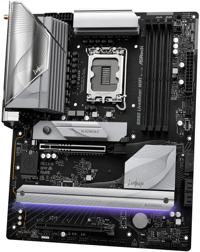 Alt view image 3 of 5 - ASRock B860 Live Mixer WiFi 6E Intel Core Ultra DDR5 8666 MHz 256GB M.2 LGA1851 ATX Motherboard Thunderbolt SATA3 6.0 Gb/s PCIe 5.0
