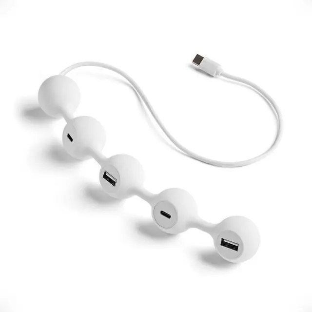 Main image of LEXON Peas HUB-C USB Hub with 2 USB-A and 2 USB-C Ports, Multiport USB Extender for MacBook, Ultrabooks and Tablets, USB C to USB Adaptor, Supports Charging and Data Transfer - White