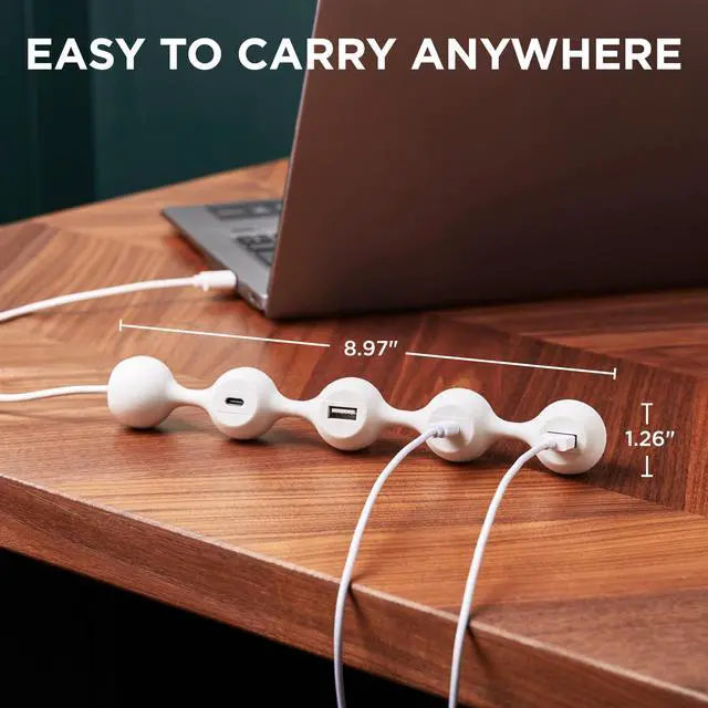 Alt view image 3 of 5 - LEXON Peas HUB-C USB Hub with 2 USB-A and 2 USB-C Ports, Multiport USB Extender for MacBook, Ultrabooks and Tablets, USB C to USB Adaptor, Supports Charging and Data Transfer - White