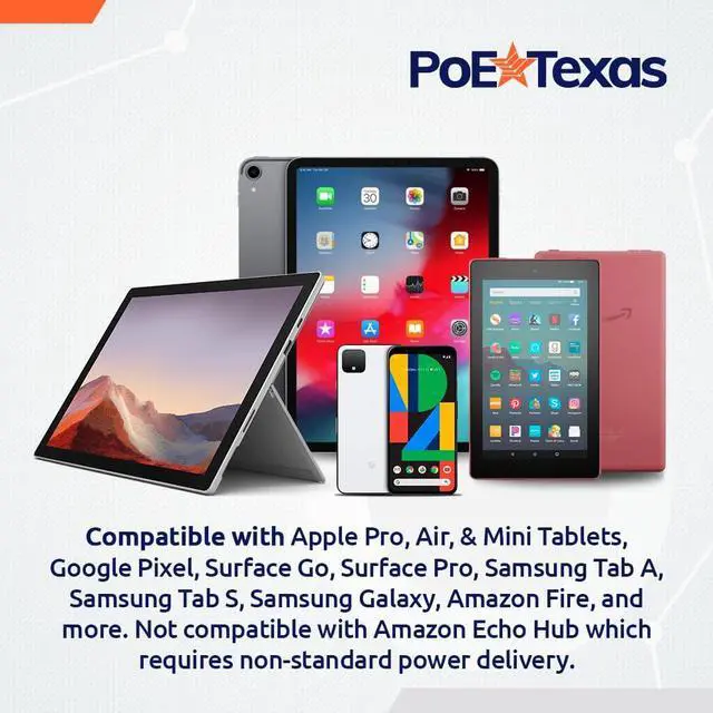 Alt view image 5 of 5 - PoE Texas PoE+ Power and Data Adapter for USB-C Tablets & Devices for POS, Digital Signage, & More - 802.3at POE+ to USB-C Power Delivery - Extends Charging & Data Delivery Up to 328 Feet
