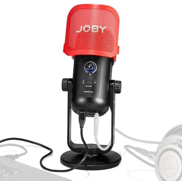 Main image of JOBY Wavo POD USB Condenser PC Microphone for Podcasting, Streaming, Recording, Mute and Gain Controls, Headphones for Live Monitoring, Laptop Plug & Play for Mac and PC