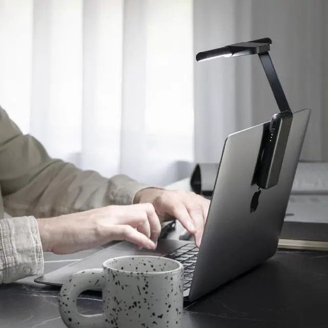 Alt view image 5 of 5 - BenQ LaptopBar Laptop Monitor Light Bar (White), Auto-Dimming, Brightness and Hue Adjustment, Keyboard Light, USB Charged, Space-Saving, Eye-Caring Laptop Light for Travel, Work, Home, Entertainment