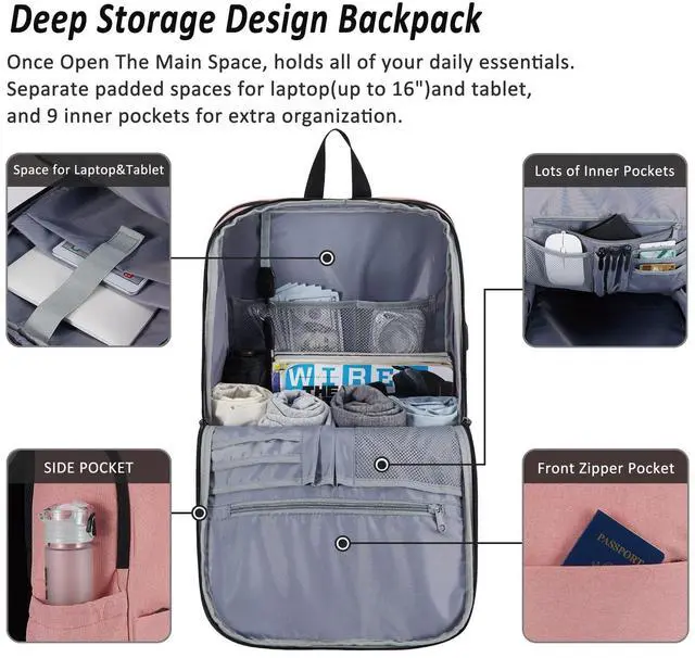 Alt view image 2 of 5 - MAXTOP Deep Storage Laptop Backpack with USB Charging Port[Water Resistant] College School Computer Bookbag Fits 17 Inch Laptop