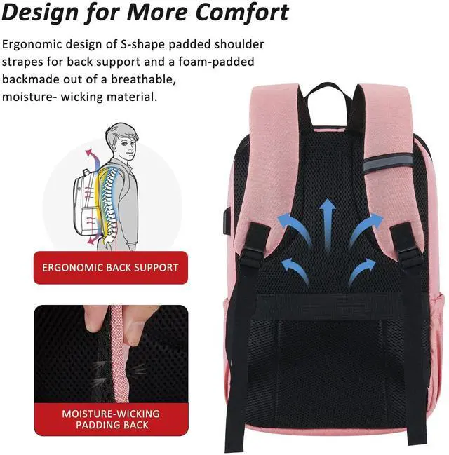 Alt view image 4 of 5 - MAXTOP Deep Storage Laptop Backpack with USB Charging Port[Water Resistant] College School Computer Bookbag Fits 17 Inch Laptop