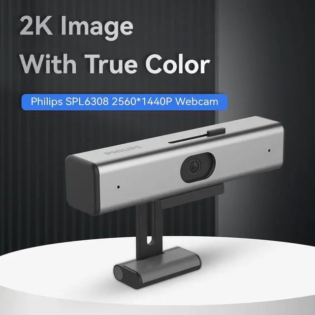 Alt view image 2 of 5 - Philips Webcam for PC Streaming with Microphone - 2K Webcam for Desktop Web-Camera, Light Correction, Laptop Web Cam with 2 Mics, USB Camera for Gaming, Laptop/Mac/Zoom/YouTube/Video Calling/Office