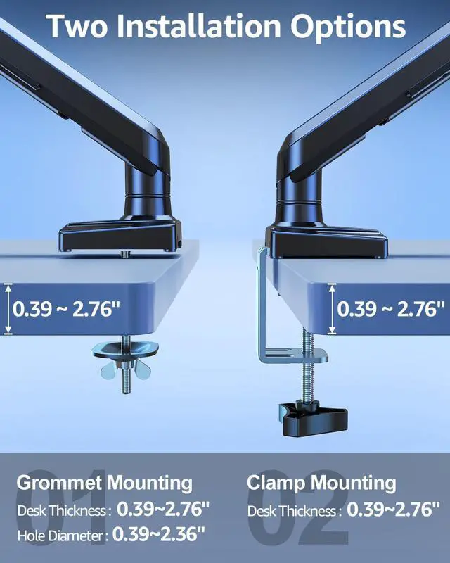 Alt view image 5 of 5 - Single Monitor Mount for 13-32 inch Screen, Gas Spring Arm, Gaming & Home Office Use, VESA 75x75mm & 100x100mm, Freelift Pro Black