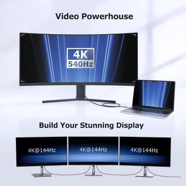 Alt view image 4 of 5 - Cable Matters [Intel Certified] 80Gbps Premium Braided Thunderbolt 5 Cable with up to 120Gbps Bandwidth Boost and 240W Charging in Black - 1m / 3.3ft, Compatible with Thunderbolt 4/3, USB4, and USB-C