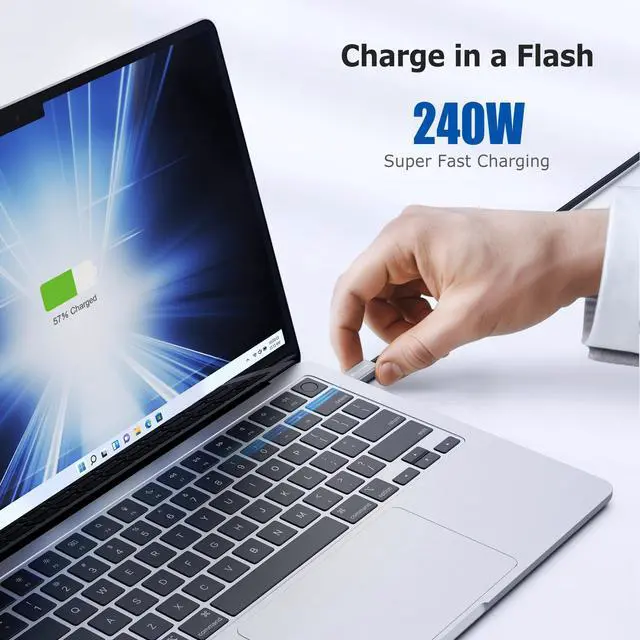 Alt view image 5 of 5 - Cable Matters [Intel Certified] 80Gbps Premium Braided Thunderbolt 5 Cable with up to 120Gbps Bandwidth Boost and 240W Charging in Black - 1m / 3.3ft, Compatible with Thunderbolt 4/3, USB4, and USB-C