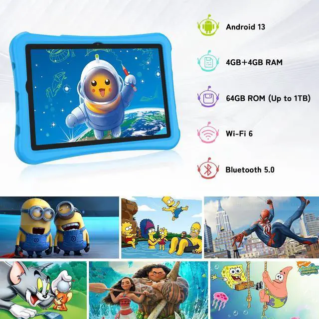 Alt view image 3 of 5 - UMIDIGI Kids Tablet Android 13 Tablet,10.1 inch Tablet for Kids, G2 Tab Kids, 8(4+4) GB RAM 64GB ROM Up to 1TB, Children's Tablet with Parental Control, Bluetooth 5.0, WiFi 6 (Blue)
