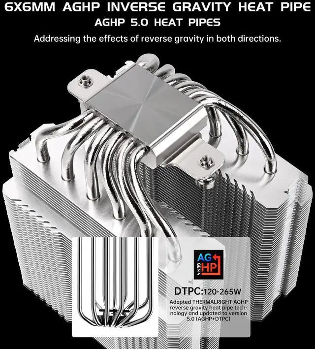 Alt view image 5 of 5 - Thermalright Peerless Assassin 120 SE V2 CPU Air Cooler - 6 Heat Pipes AGHP GEN 5.0 Technology | 1850RPM PWM 120mm Fans, for Intel 1851/1700/115X/1200, AMD AM4/AM5