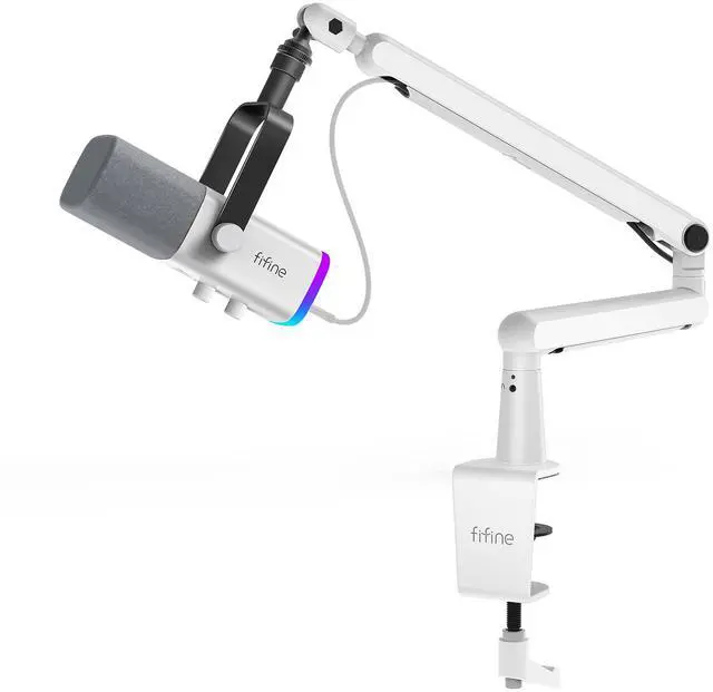 Main image of FIFINE Gaming XLR/USB Microphone and Mic Stand Bundle,RGB Dynamic Mic with Mute Button,Volume Control, Low Profile Boom Arm Kit with Cable Management for Recording Video Creation (AM8W+BM88W)