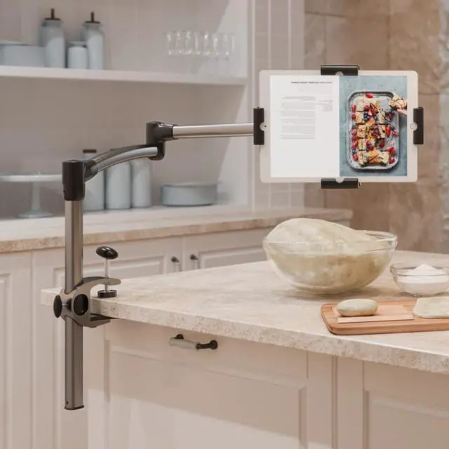 Main image of LEVO Deluxe Table Clamp for All Best Tablet PCs, iPads, iPad Mini, New iPad Pro, Galaxy, Nexus, Xoom, Surface Pro, Miix, Nook, Fire, and Other Tablets and e Readers Gunmetal Color - G2