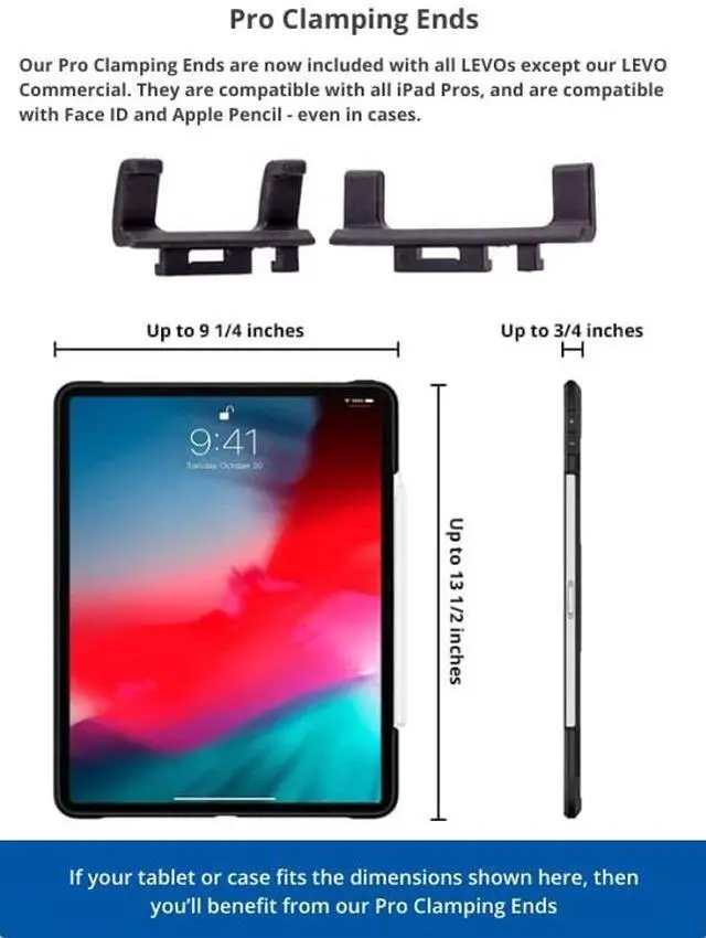 Alt view image 3 of 5 - LEVO Deluxe Table Clamp for All Best Tablet PCs, iPads, iPad Mini, New iPad Pro, Galaxy, Nexus, Xoom, Surface Pro, Miix, Nook, Fire, and Other Tablets and e Readers Gunmetal Color - G2