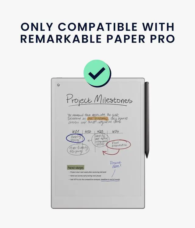 Alt view image 2 of 5 - kwmobile Tablet Case Compatible with Remarkable Paper Pro Cover - Lightweight PU Leather Cover with Magnetic Closure - Black