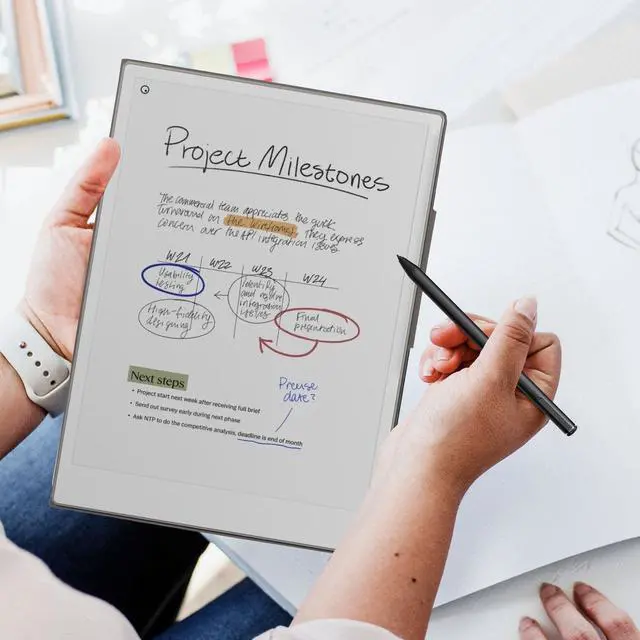 Alt view image 5 of 5 - kwmobile Tablet Case Compatible with Remarkable Paper Pro Cover - Lightweight PU Leather Cover with Magnetic Closure - Black