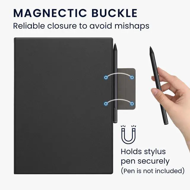 Alt view image 3 of 5 - kwmobile Tablet Case Compatible with Remarkable Paper Pro Cover - Lightweight PU Leather Cover with Magnetic Closure - Black