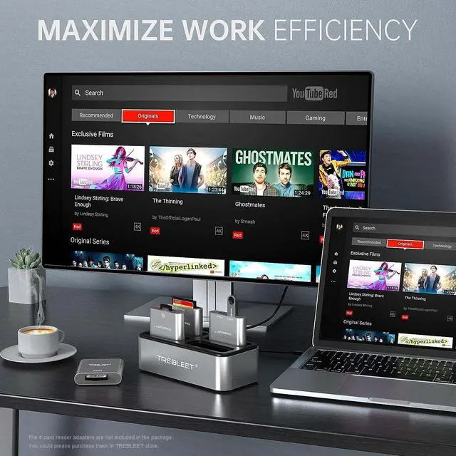 Alt view image 4 of 5 - TREBLEET Workflow Station, Professional Card Reader HUB DIY Edition, Modular 4-Bay Reader Docking Station, USB3.2 Gen1 10Gbps