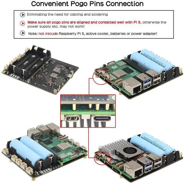 Alt view image 5 of 5 - Geekworm X1201 Ultra-Thin 5V UPS Shield for Raspberry Pi 5 |Max 5.1V 5A Output| Auto Power On|Safe Shutdown|Power Loss Detection