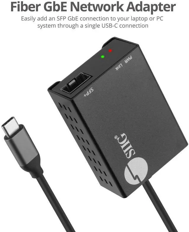 Alt view image 3 of 5 - SIIG USB-C to SFP Fiber Gigabit Ethernet Adapter, 1 Gbps, Power Saving Mode IEEE 802.3az, Secure Network Connectivity, Heat Dissipation, Windows and Mac - TAA Compliant (JU-NE0D11-S1)