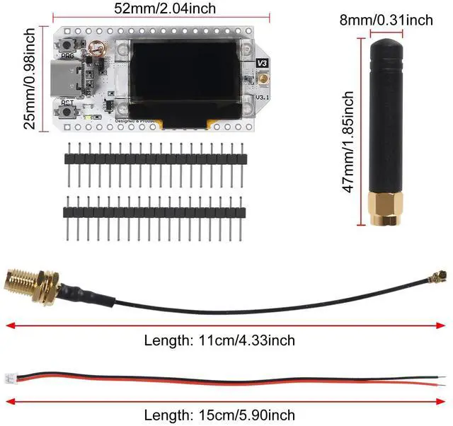 Alt view image 2 of 5 - ACEIRMC 2pcs 915MHz ESP32 LoRa 0.96 OLED Development Board V3 SX1262 Type-C with LoRa Antenna for Arduino NodeMCU IoT