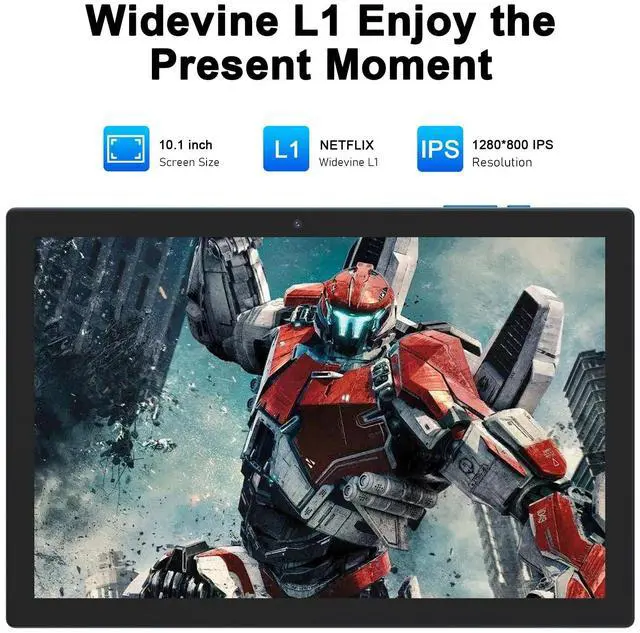 Alt view image 2 of 5 - Android 15 Tablet, 10 inch 2 in 1 Tablets with Keyboard, 18GB RAM 128GB ROM 2TB Expand, Quad-Core 2.0Ghz CPU, 5G WiFi 6, BT5.0, 1280x800 HD Touchscreen, 6000mAh, Widevine L1, GMS Tablet, Navy