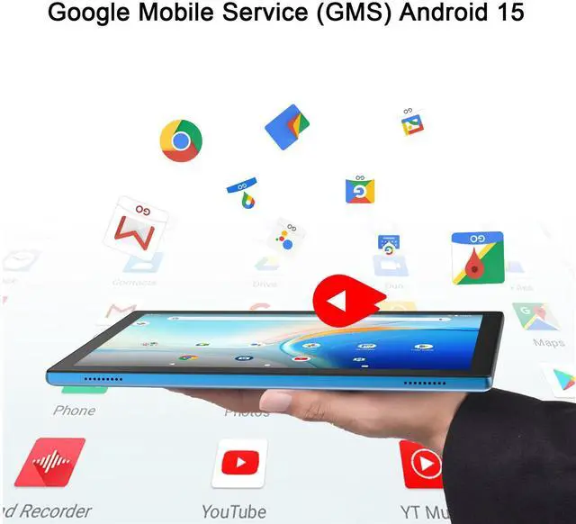 Alt view image 4 of 5 - Android 15 Tablet, 10 inch 2 in 1 Tablets with Keyboard, 18GB RAM 128GB ROM 2TB Expand, Quad-Core 2.0Ghz CPU, 5G WiFi 6, BT5.0, 1280x800 HD Touchscreen, 6000mAh, Widevine L1, GMS Tablet, Navy