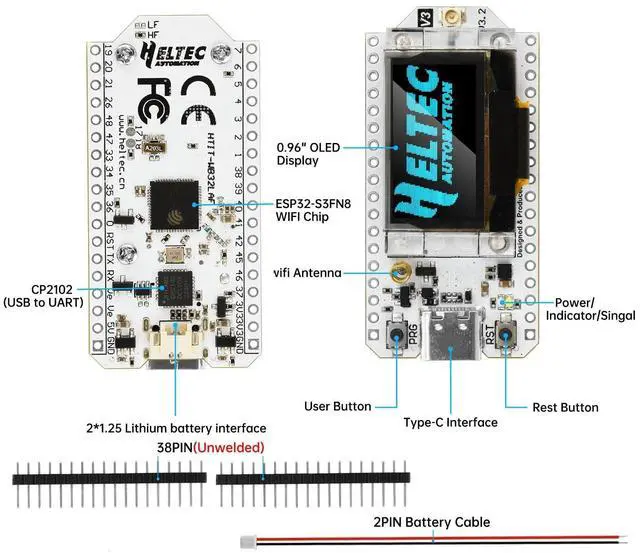 Alt view image 5 of 5 - LoRa V3 ESP32 LoRa V3 Development Board, SX1262 ESP32 V3 Dual-core OLED Type C WI-FI Kit OLED Display ESP32 Module CP2012 863-928 MHz for IOT Meshtastic Arduin0, 2-Pack