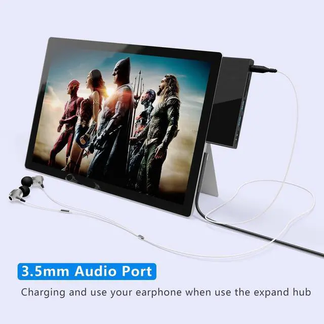 Alt view image 5 of 5 - Surface Go/Go 2/Go 3 Docking Station, 6 in 2 USB C Hub HDMI Adapter, Surface Go with 4K HDMI, 2 USB 3.0 Ports(5Gbps), 3.5mm Earphones Jack, SD/TF Card Reader for Surface Go1/Go 2/Go 3