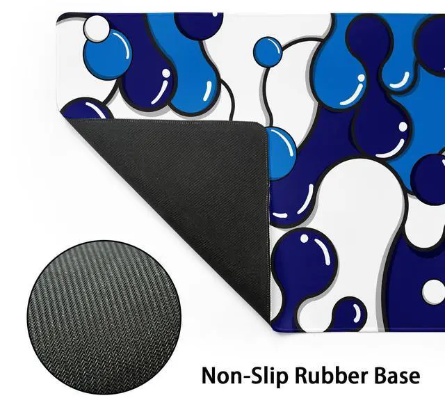 Alt view image 3 of 5 - aportt Navy Blue White Mouse Pad Extended Anime Cool Geometric Japanese Extended Desk Mat 100X50 cm Non-Slip Rubber Base Stitched Edge Large XXL Mousepad for Desk Gaming Laptop Desktop,40x20 Inch