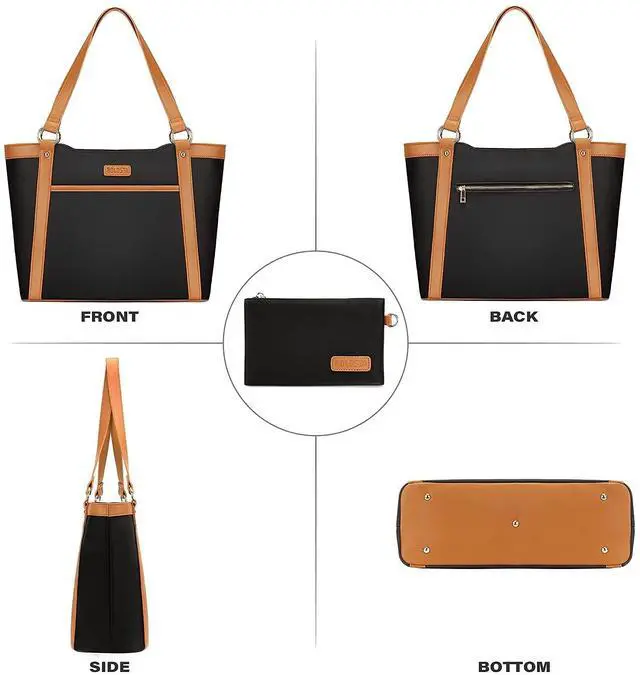 Alt view image 4 of 5 - Laptop Tote Bag for Women Large Capacity Work Bags for Women Water-Resistant Womens Briefcase Teacher Bag Computer Bag Fits 15.6 inch Laptop