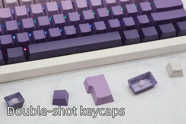 Alt view image 4 of 5 - Cmokifuly Side Printed Keycaps 136 Keys Shine-Through OEM Profile PBT Keycap Set for South-Facing Mechanical Keyboard,Side Print Gradient Color Keycaps (Gradient Purple)