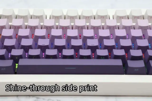 Alt view image 5 of 5 - Cmokifuly Side Printed Keycaps 136 Keys Shine-Through OEM Profile PBT Keycap Set for South-Facing Mechanical Keyboard,Side Print Gradient Color Keycaps (Gradient Purple)