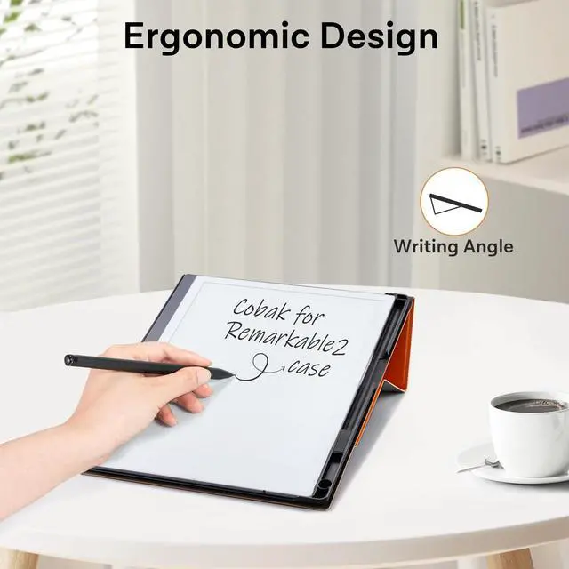 Alt view image 2 of 5 - CoBak Case for Remarkable 2 - Pen Holder & Foldable Stand - Orange