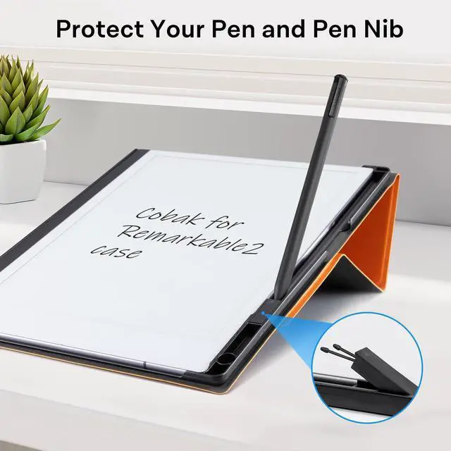 Alt view image 3 of 5 - CoBak Case for Remarkable 2 - Pen Holder & Foldable Stand - Orange