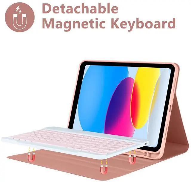 Alt view image 3 of 5 - COO for iPad A16 11th 10th Generation Case with Keyboard, Detachable Wireless Bluetooth Keyboard Case with Pencil Holder for iPad 11 inch 2025 10th Gen 10.9 Inch 2022
