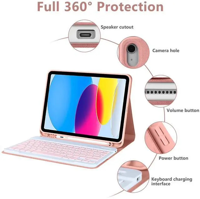 Alt view image 4 of 5 - COO for iPad A16 11th 10th Generation Case with Keyboard, Detachable Wireless Bluetooth Keyboard Case with Pencil Holder for iPad 11 inch 2025 10th Gen 10.9 Inch 2022