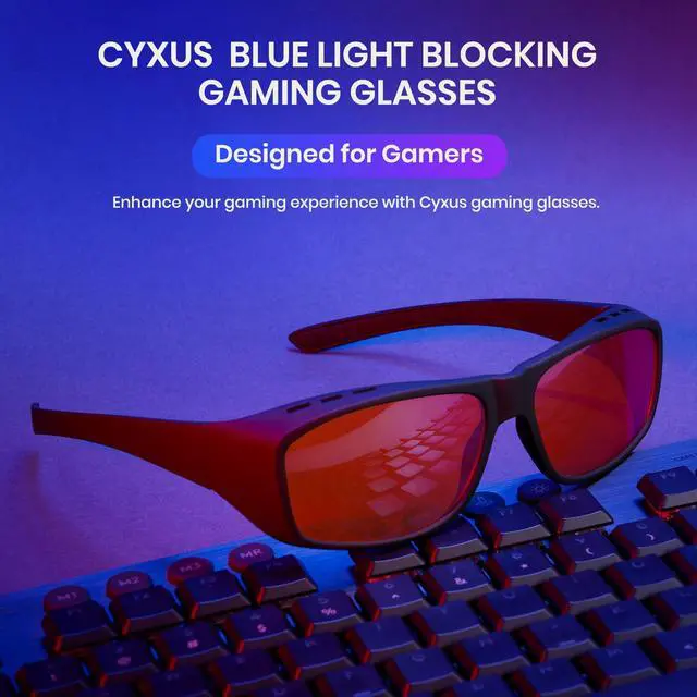 Alt view image 3 of 5 - Cyxus Blue Light Glasses Gaming Glasses Amber Orange Computer Eyeglasses Anti Blue Light Blockers Anti Eyestrain 8180