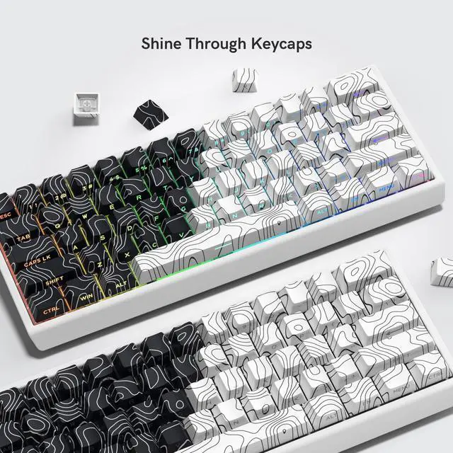 Alt view image 3 of 5 - dagaladoo Topographic PBT | Shine Through | Double Shot | Side Print keycaps Cherry Profile keycaps Bundle with XXL Topograph Mouse pad(35.4" x 15.7" in)