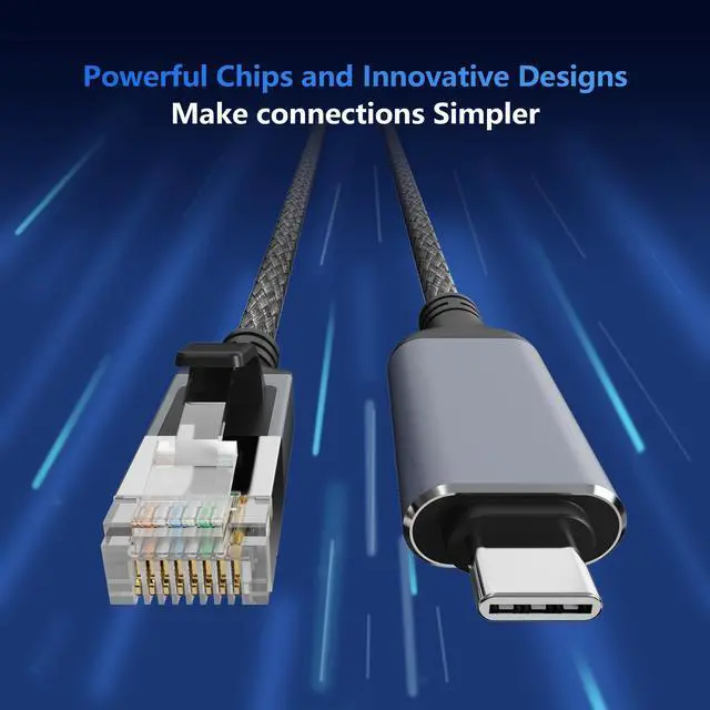 Alt view image 2 of 5 - Dacrown USB C to Ethernet Cable 10 FT & Cat 8 Ethernet Cable 50 ft