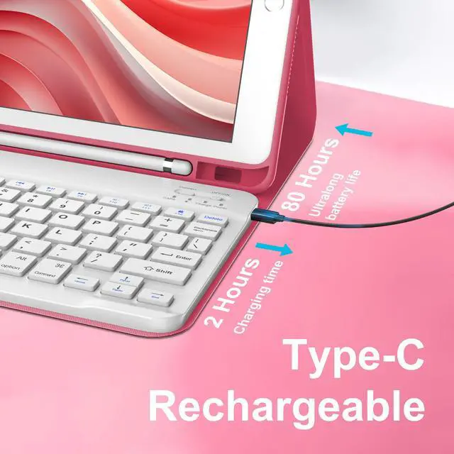 Alt view image 3 of 5 - D DINGRICH iPad Case 10.2 inch with Keyboard 2021, Slim Smart Case for iPad Air 3rd Gen/iPad Pro 10.5" - Built-in Pencil Holder - Rechargeable Bluetooth Keyboard - iPad Keyboard Case 9th/8th/7th Gen