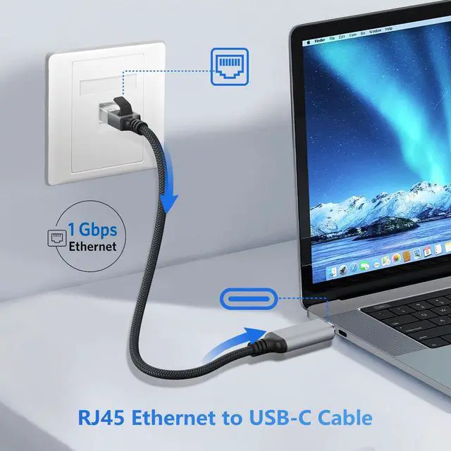 Alt view image 3 of 5 - Dacrown USB C to Ethernet Cable 10 FT & Cat 8 Ethernet Cable 50 ft