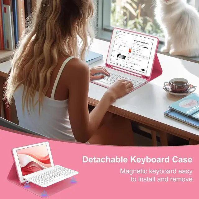 Alt view image 2 of 5 - D DINGRICH iPad Case 10.2 inch with Keyboard 2021, Slim Smart Case for iPad Air 3rd Gen/iPad Pro 10.5" - Built-in Pencil Holder - Rechargeable Bluetooth Keyboard - iPad Keyboard Case 9th/8th/7th Gen