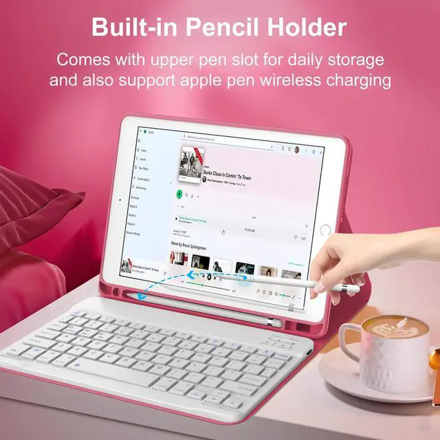 Alt view image 5 of 5 - D DINGRICH iPad Case 10.2 inch with Keyboard 2021, Slim Smart Case for iPad Air 3rd Gen/iPad Pro 10.5" - Built-in Pencil Holder - Rechargeable Bluetooth Keyboard - iPad Keyboard Case 9th/8th/7th Gen