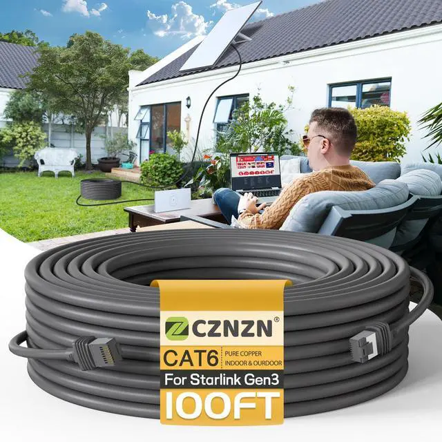 Main image of Starlink Cable 150/100/75 Feet, Starlink Replacement Cord for Standard/Gen3/V3/Mini, Starlink Extension Power Data Cable for Dish/Router, Star Link Satellite Ethernet Power Cord Water/UV Proof Sturdy